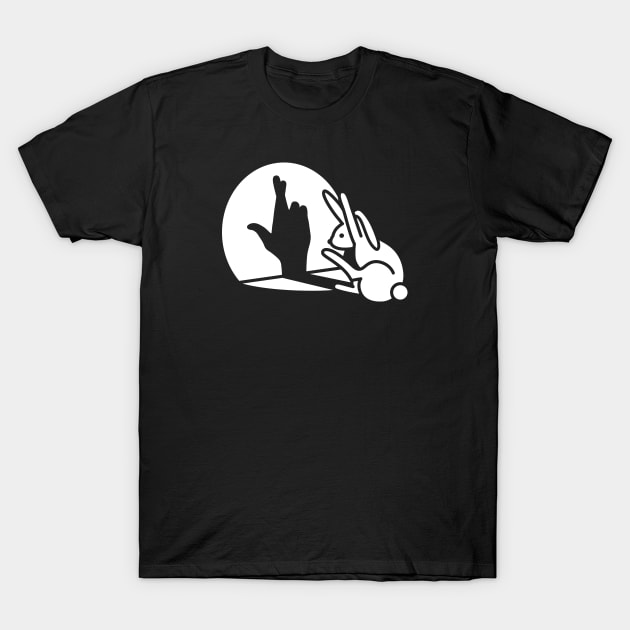 Funny rabbit hand shadow crossed fingers good luck T-Shirt by LaundryFactory